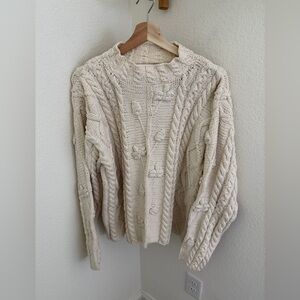 SOLD fisherman knit chunky  sweater high neck size M hand knitted
